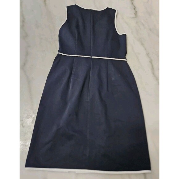 Ann Taylor Factory Dress👗Navy Blue, White Stitching, Sleeveless 0P Petite - Picture 2 of 8